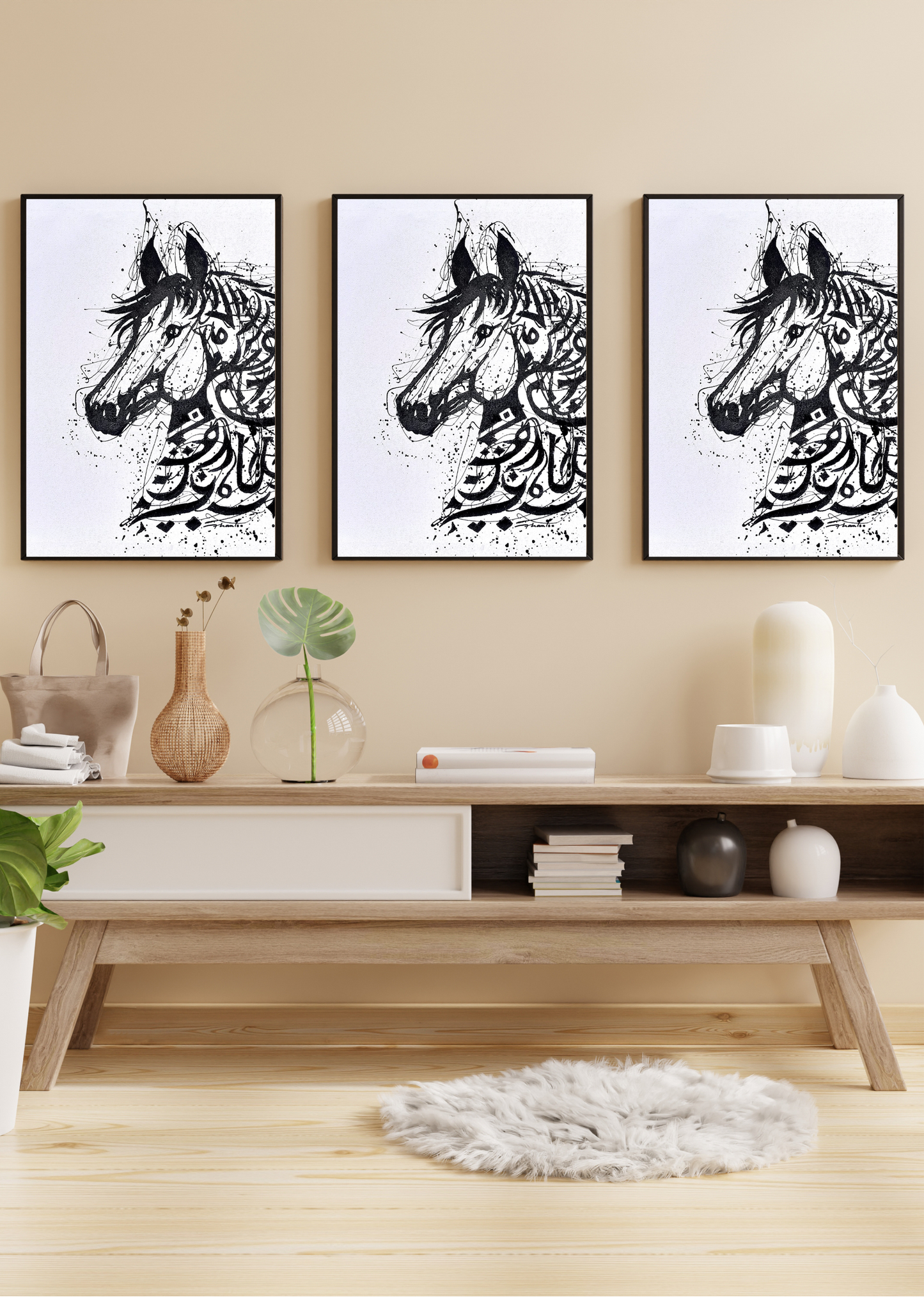 Arabian Pride – Square Arabian Horse Oil Painting | 24x24in Digital Wall Art Print